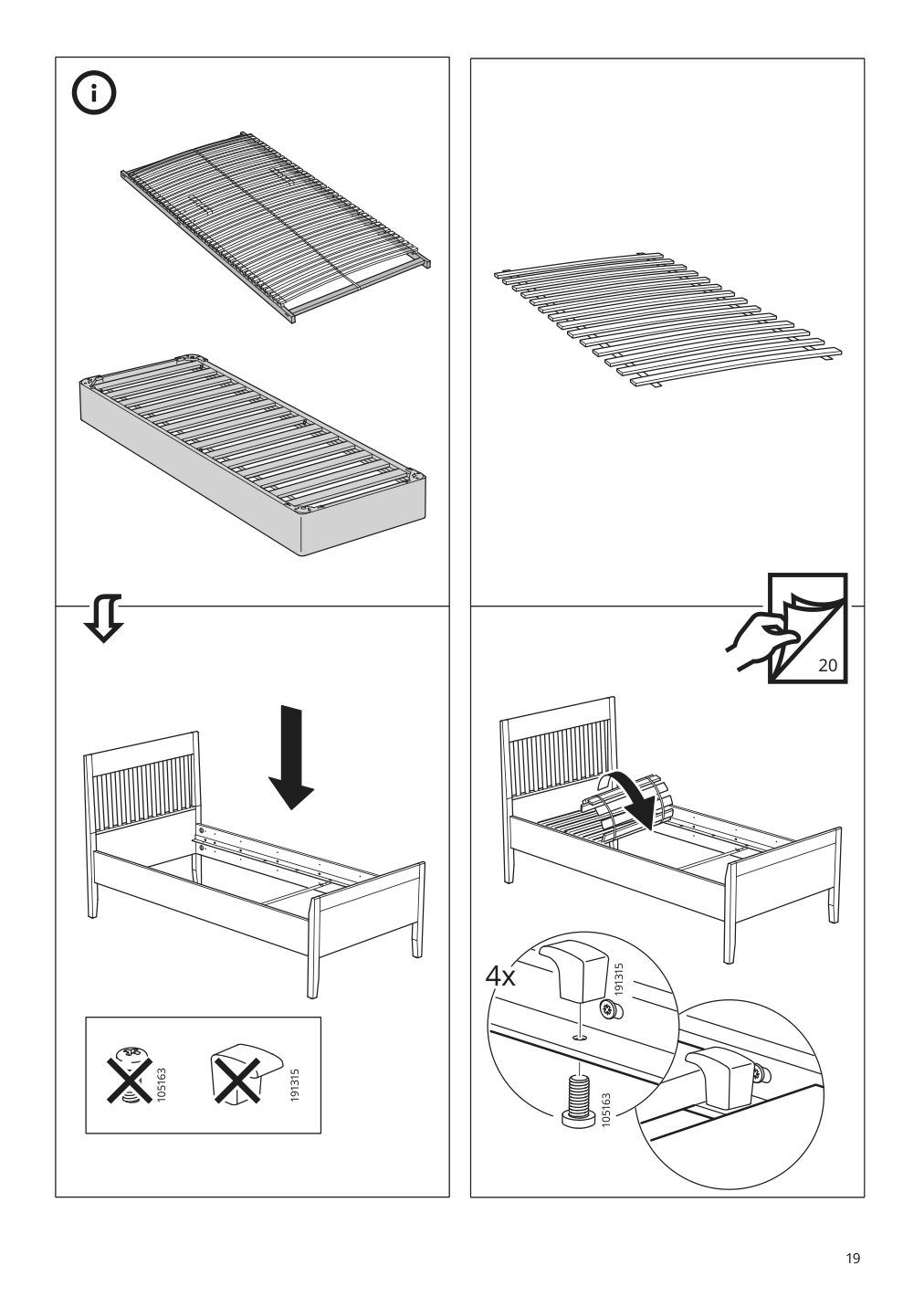 Assembly instructions for IKEA Idanaes bed frame white | Page 19 - IKEA IDANÄS bed frame 204.596.53