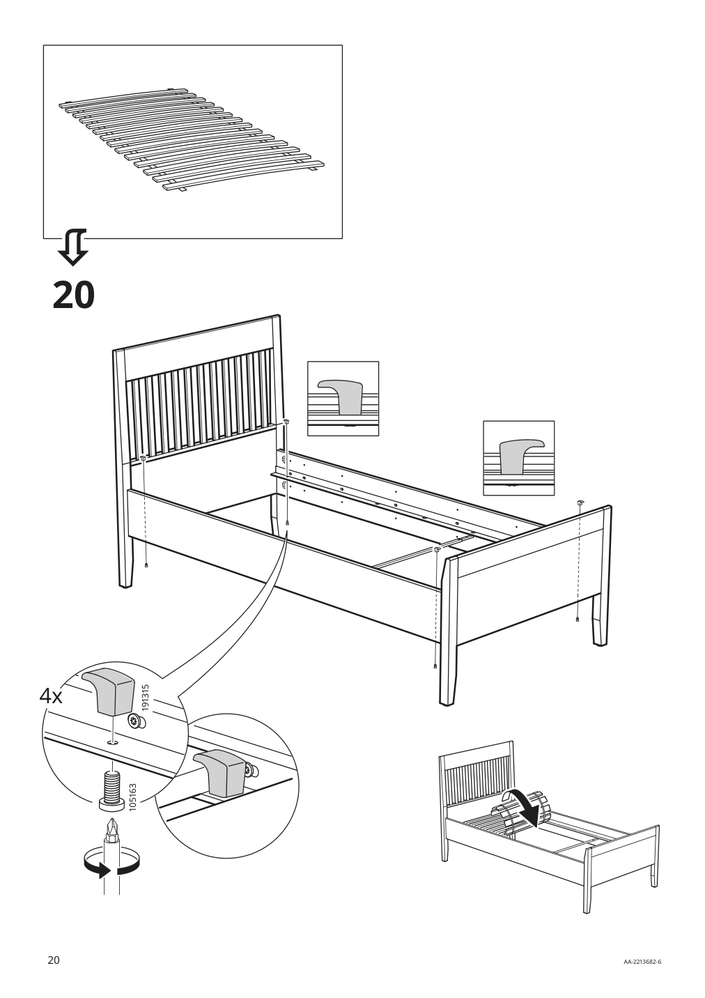 Assembly instructions for IKEA Idanaes bed frame white | Page 20 - IKEA IDANÄS bed frame 204.596.53