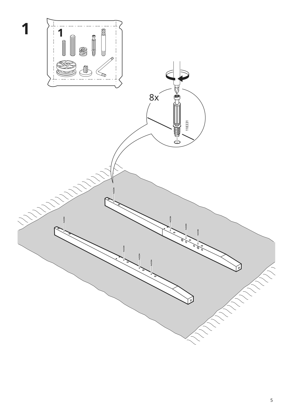 Assembly instructions for IKEA Idanaes bed frame white | Page 5 - IKEA IDANÄS bed frame 204.596.53