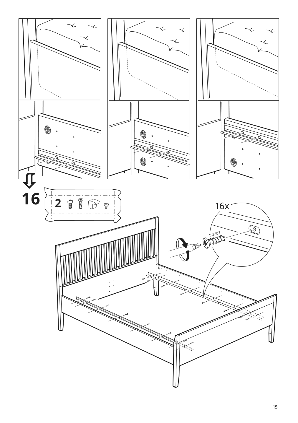 Assembly instructions for IKEA Idanaes bed frame white | Page 15 - IKEA IDANÄS bed frame 404.588.98