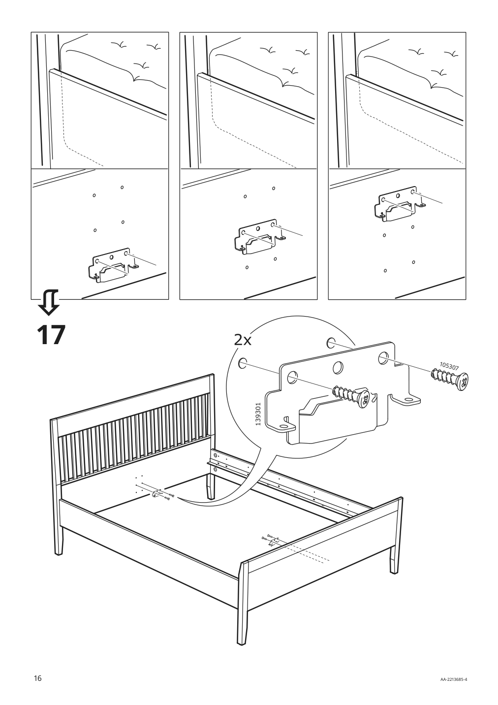 Assembly instructions for IKEA Idanaes bed frame white | Page 16 - IKEA IDANÄS bed frame 404.588.98