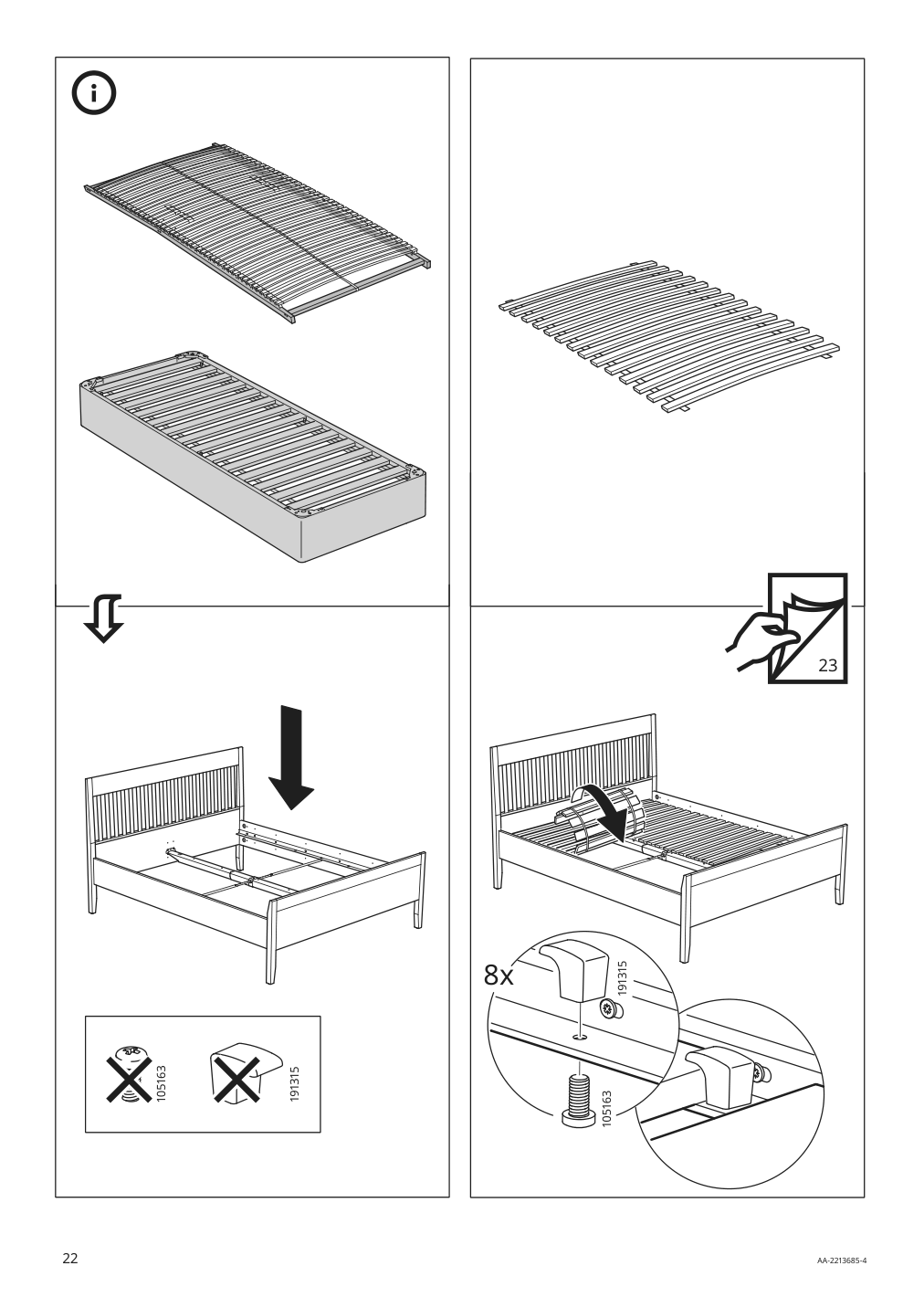 Assembly instructions for IKEA Idanaes bed frame white | Page 22 - IKEA IDANÄS bed frame 404.588.98