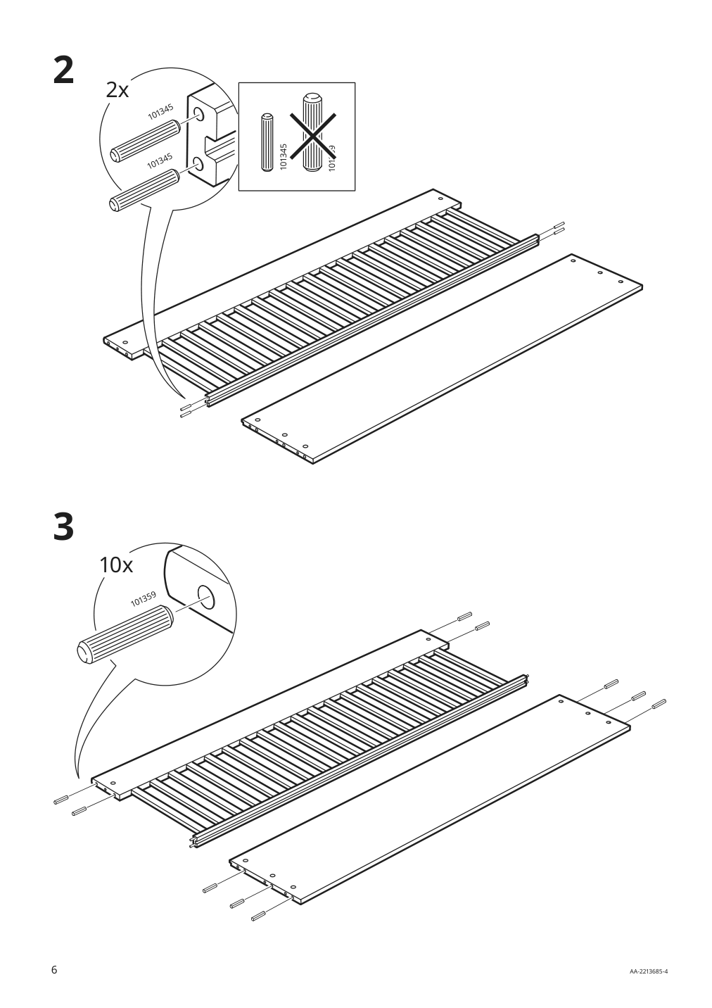 Assembly instructions for IKEA Idanaes bed frame white | Page 6 - IKEA IDANÄS bed frame 404.588.98