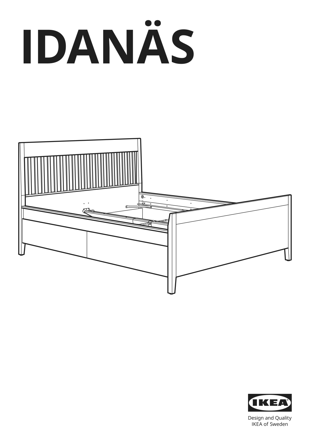 Assembly instructions for IKEA Idanaes bed frame with storage white | Page 1 - IKEA IDANÄS bed frame with storage 493.922.28