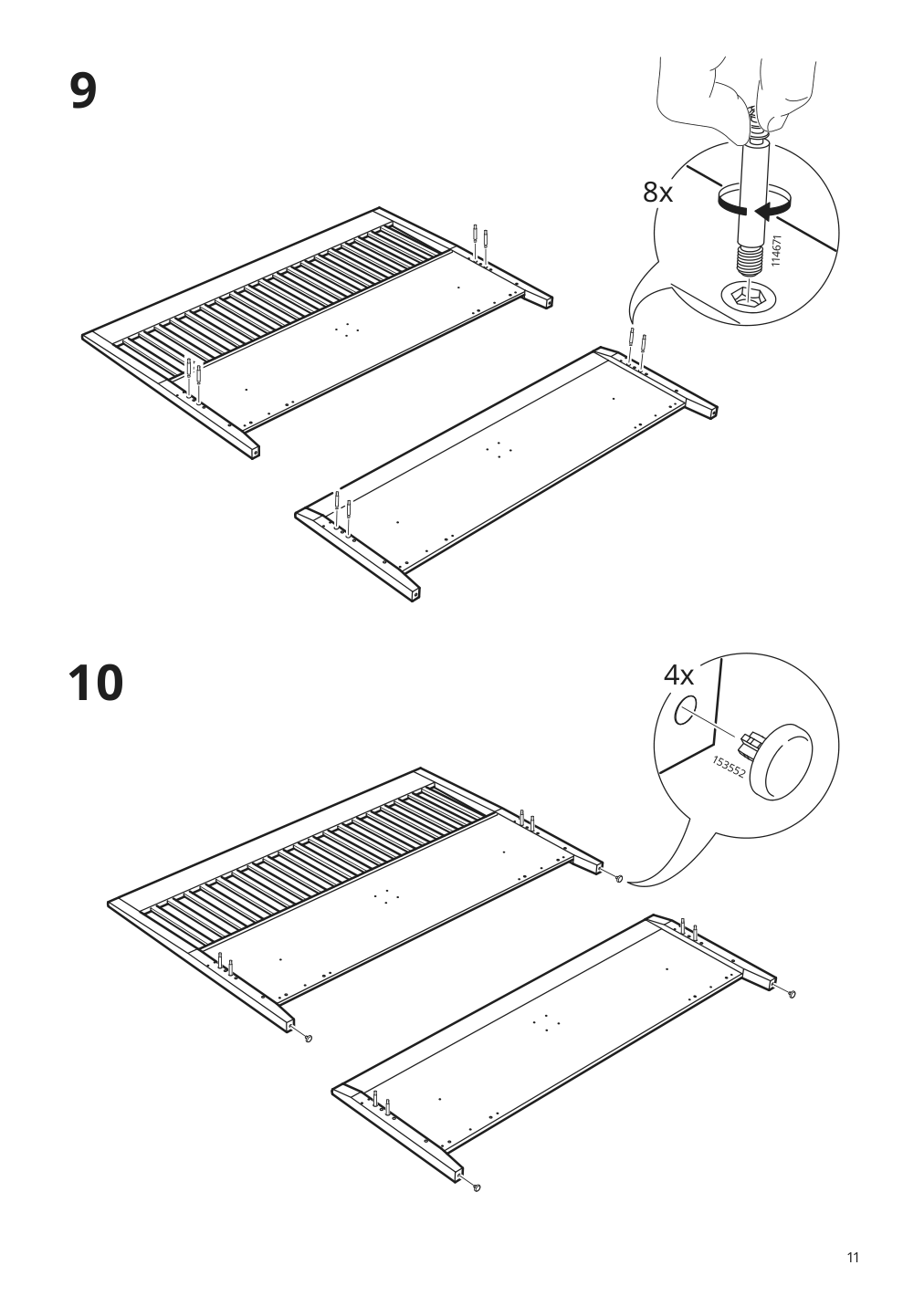 Assembly instructions for IKEA Idanaes bed frame with storage white | Page 11 - IKEA IDANÄS bed frame with storage 493.922.28