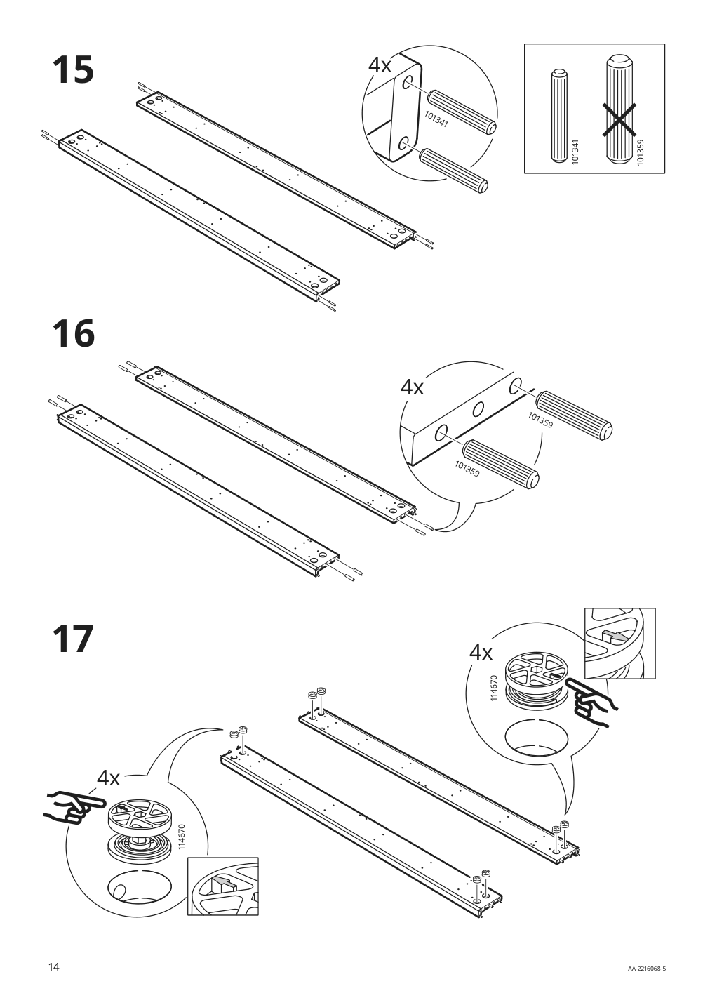 Assembly instructions for IKEA Idanaes bed frame with storage white | Page 14 - IKEA IDANÄS bed frame with storage 493.922.28