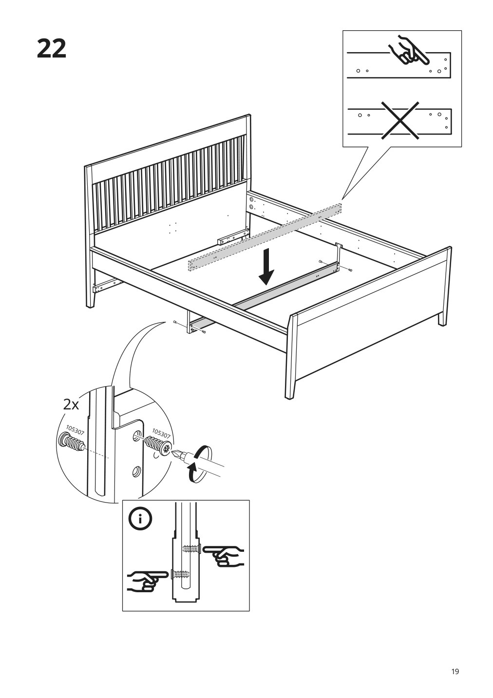 Assembly instructions for IKEA Idanaes bed frame with storage white | Page 19 - IKEA IDANÄS bed frame with storage 493.922.28