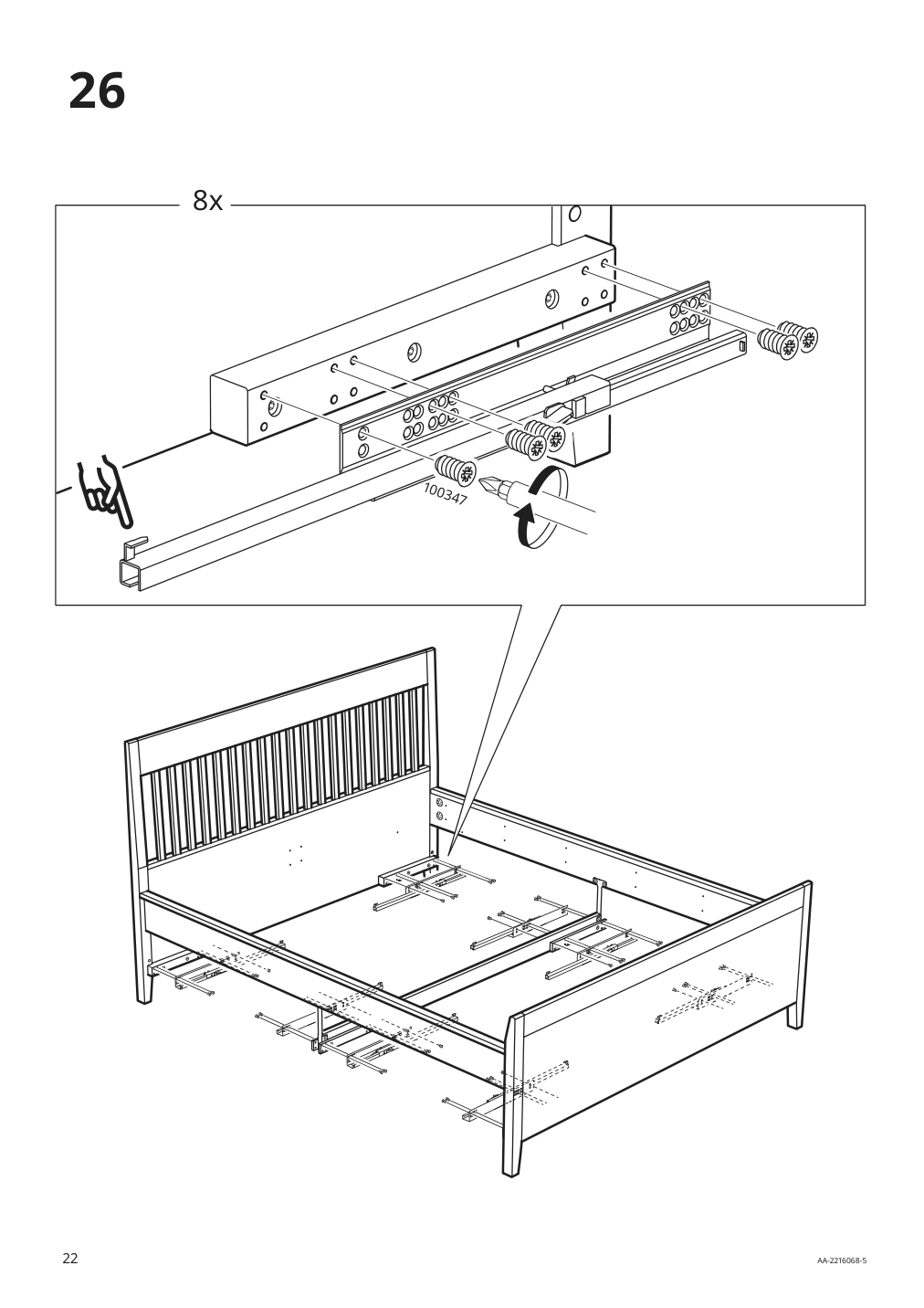 Assembly instructions for IKEA Idanaes bed frame with storage white | Page 22 - IKEA IDANÄS bed frame with storage 493.922.28