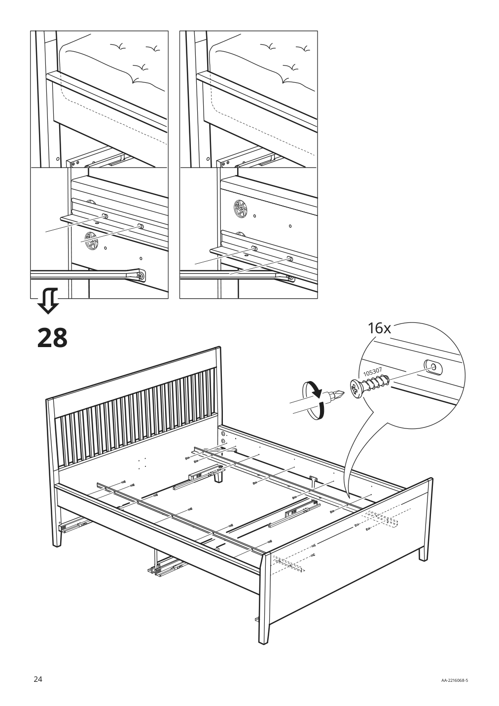 Assembly instructions for IKEA Idanaes bed frame with storage white | Page 24 - IKEA IDANÄS bed frame with storage 493.922.28