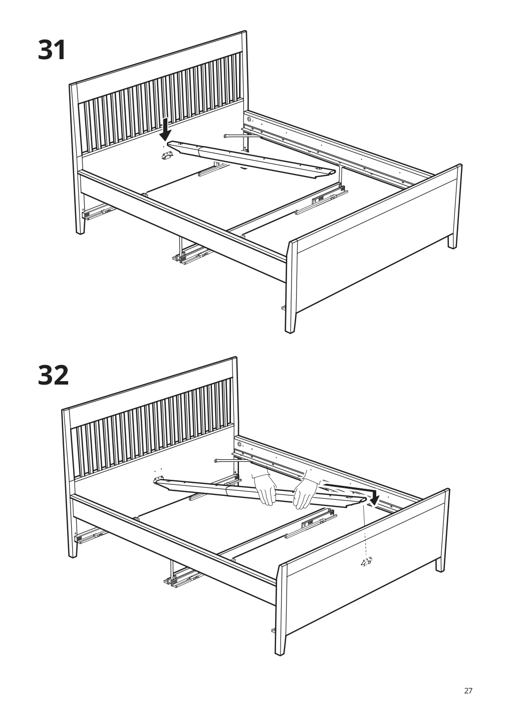 Assembly instructions for IKEA Idanaes bed frame with storage white | Page 27 - IKEA IDANÄS bed frame with storage 493.922.28