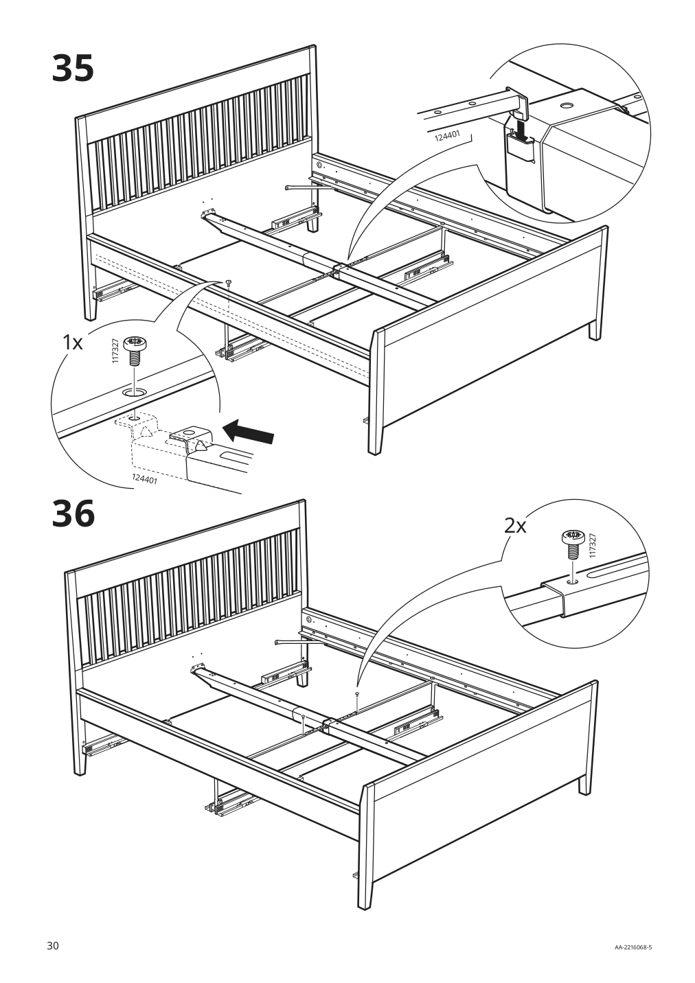 Assembly instructions for IKEA Idanaes bed frame with storage white | Page 30 - IKEA IDANÄS bed frame with storage 493.922.28