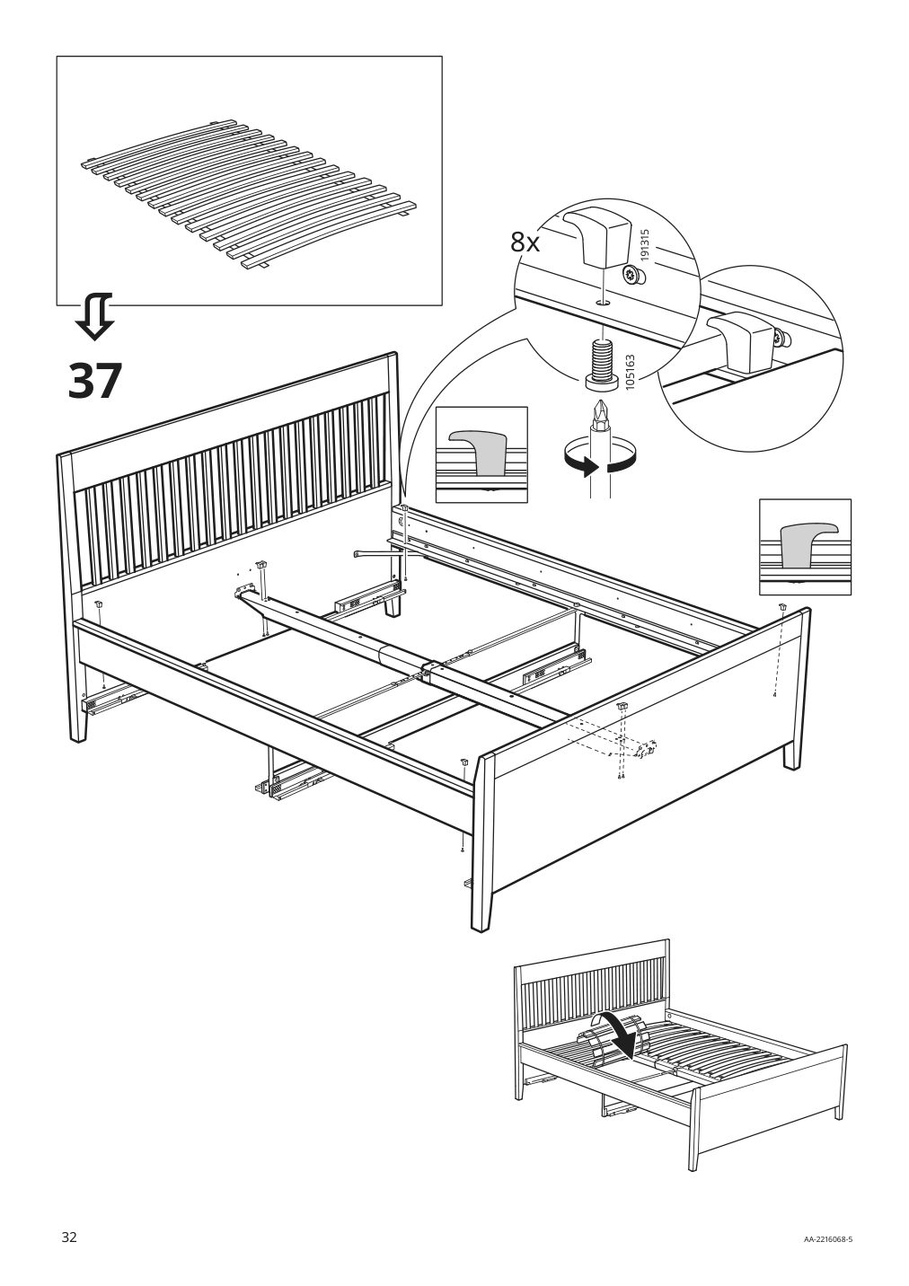 Assembly instructions for IKEA Idanaes bed frame with storage white | Page 32 - IKEA IDANÄS bed frame with storage 493.922.28