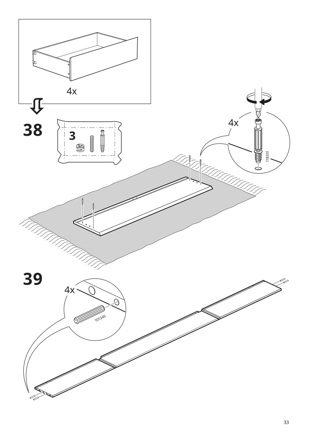 Assembly instructions for IKEA Idanaes bed frame with storage white | Page 33 - IKEA IDANÄS bed frame with storage 493.922.28