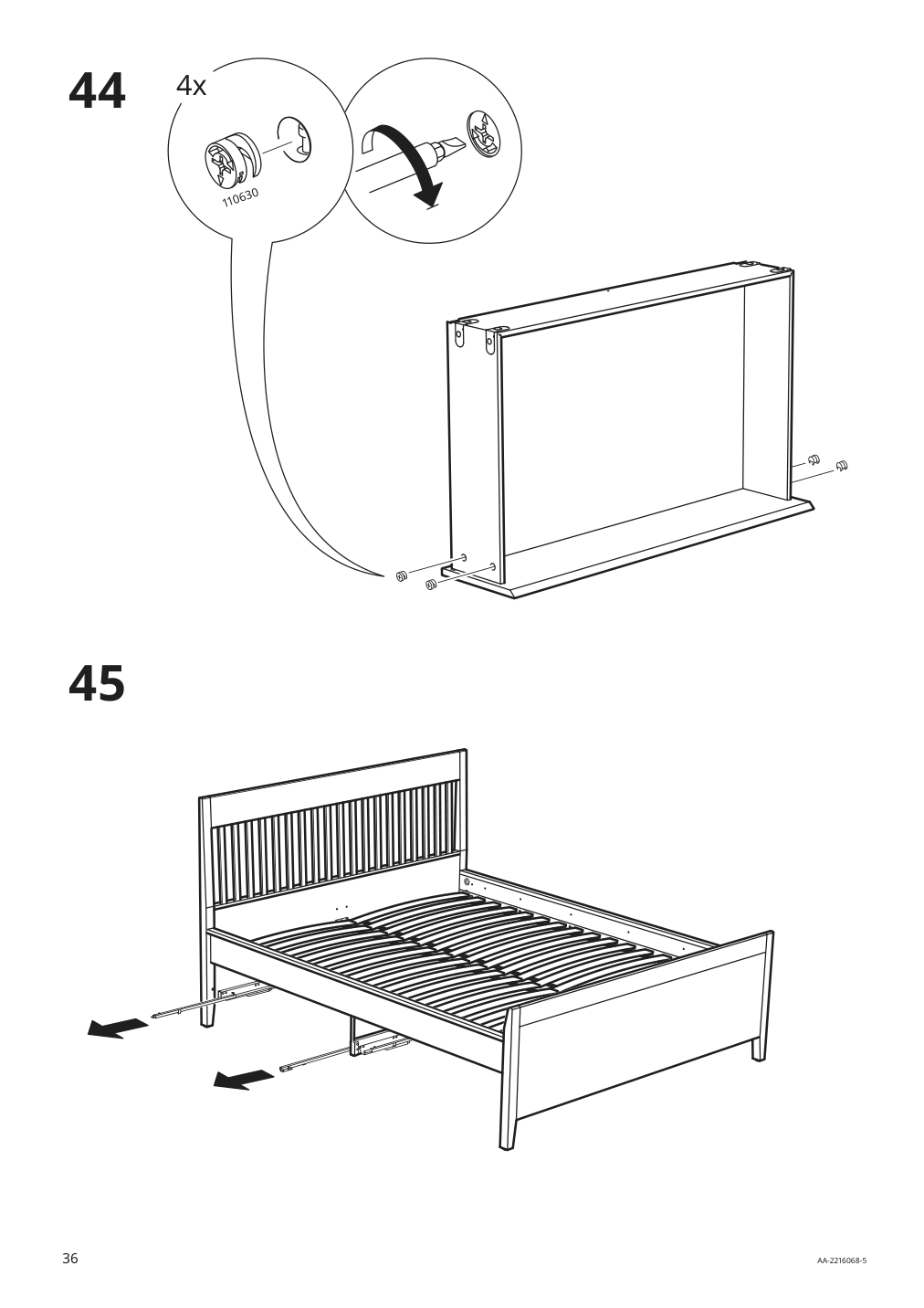 Assembly instructions for IKEA Idanaes bed frame with storage white | Page 36 - IKEA IDANÄS bed frame with storage 493.922.28