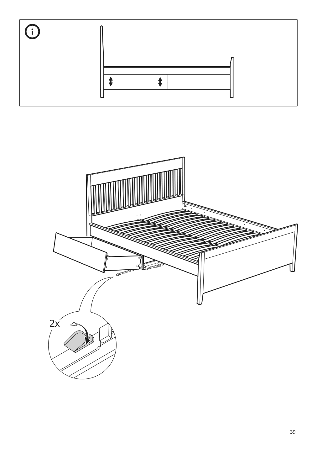 Assembly instructions for IKEA Idanaes bed frame with storage white | Page 39 - IKEA IDANÄS bed frame with storage 493.922.28