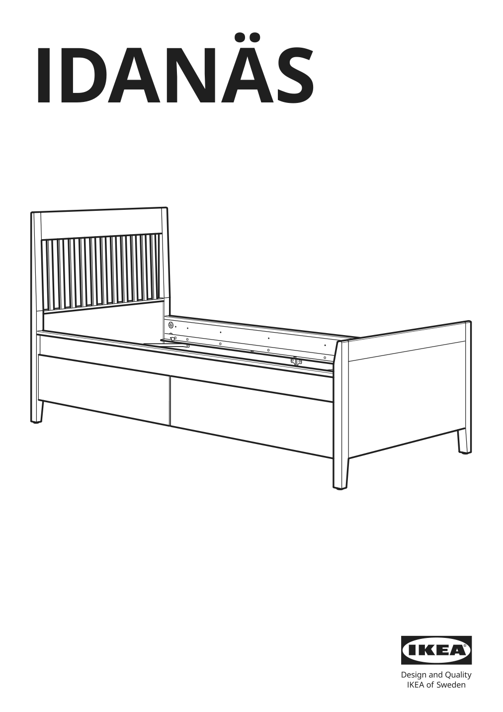 Assembly instructions for IKEA Idanaes bed frame with storage dark brown stained | Page 1 - IKEA IDANÄS bed frame with storage 293.883.31