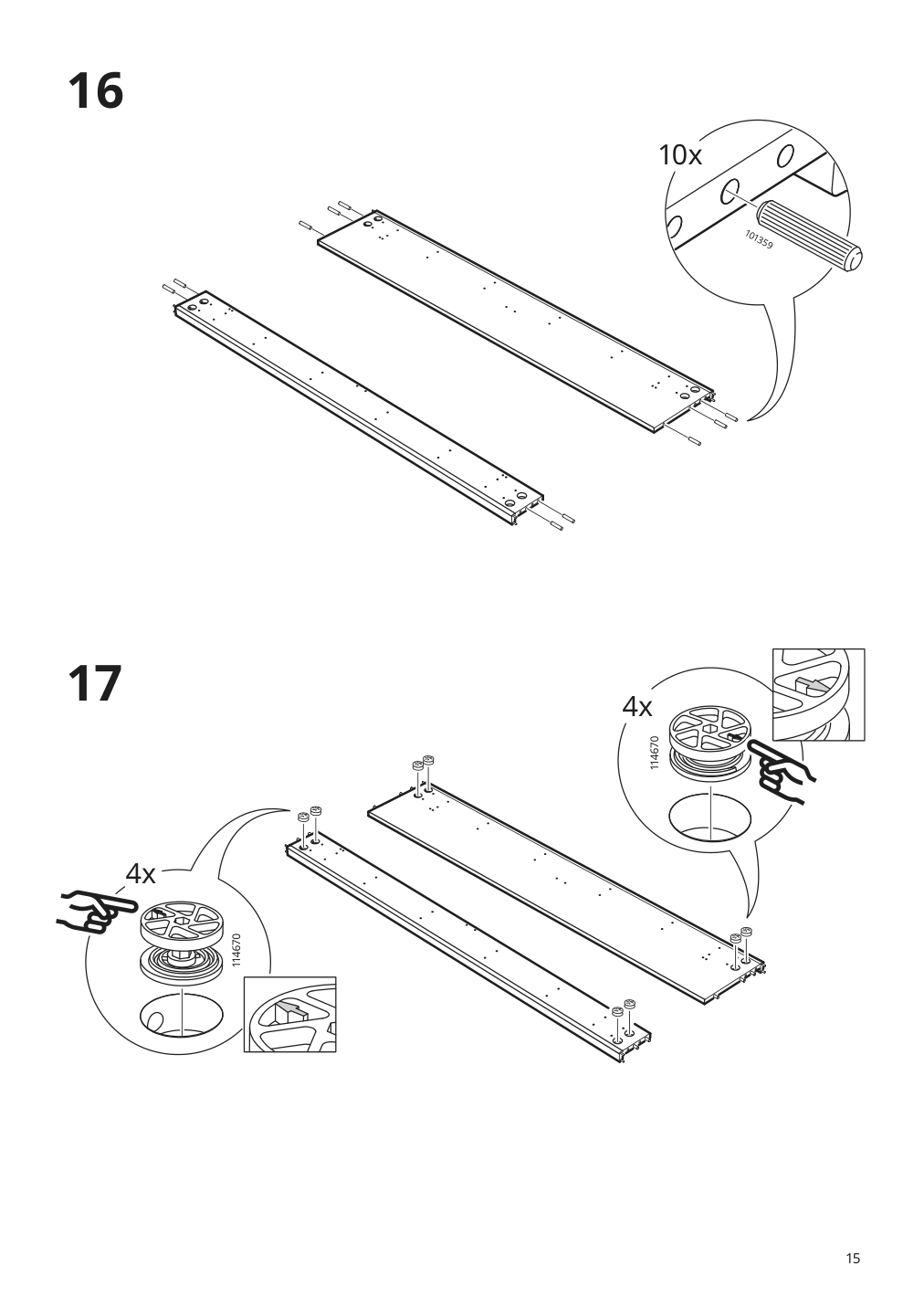 Assembly instructions for IKEA Idanaes bed frame with storage dark brown stained | Page 15 - IKEA IDANÄS bed frame with storage 293.883.31