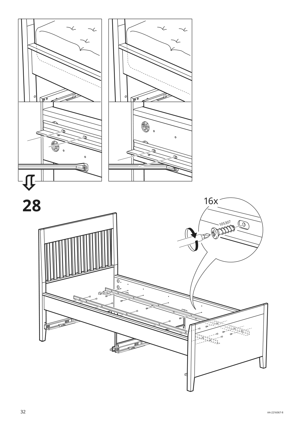 Assembly instructions for IKEA Idanaes bed frame with storage dark brown stained | Page 32 - IKEA IDANÄS bed frame with storage 293.883.31