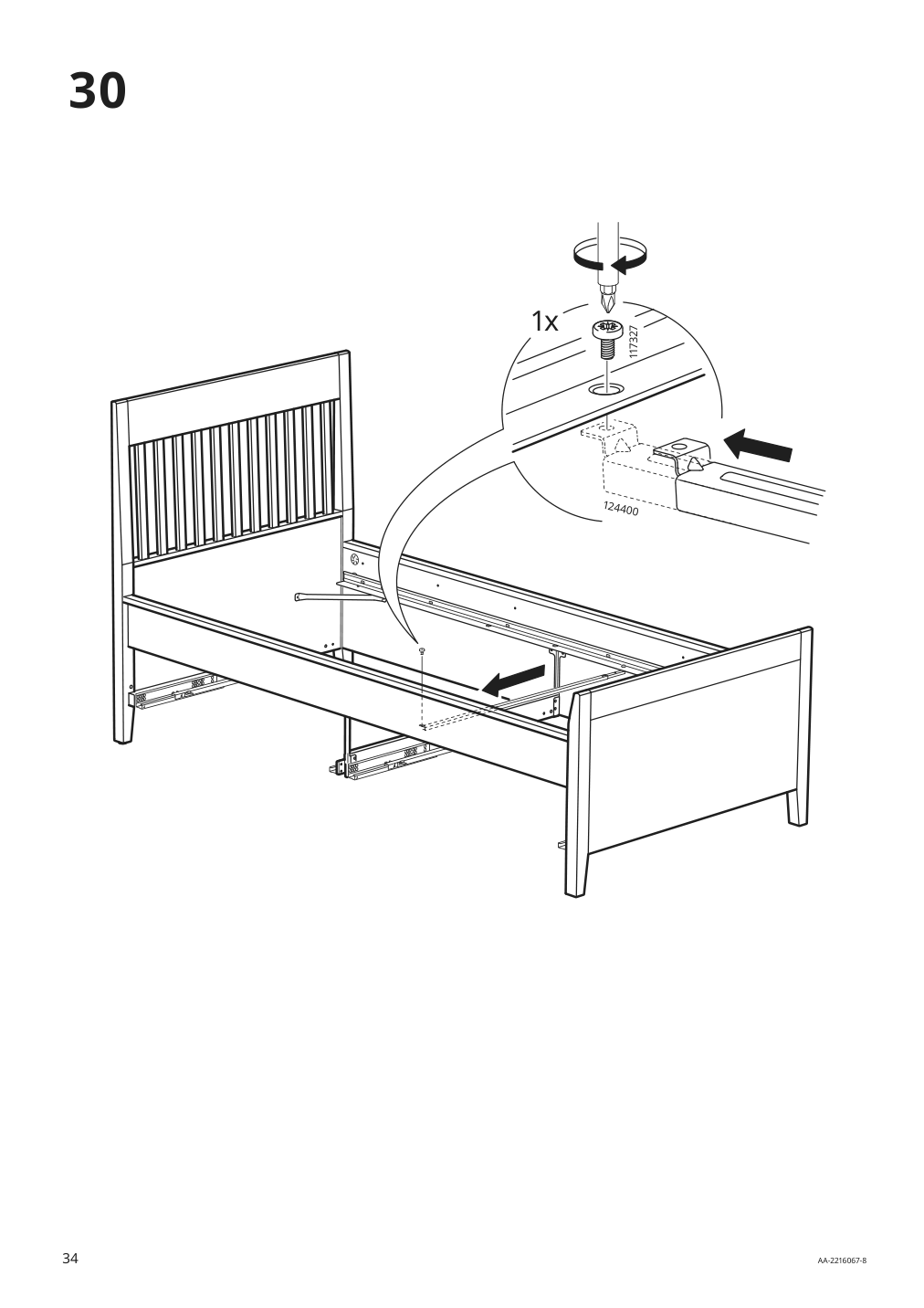 Assembly instructions for IKEA Idanaes bed frame with storage dark brown stained | Page 34 - IKEA IDANÄS bed frame with storage 293.883.31