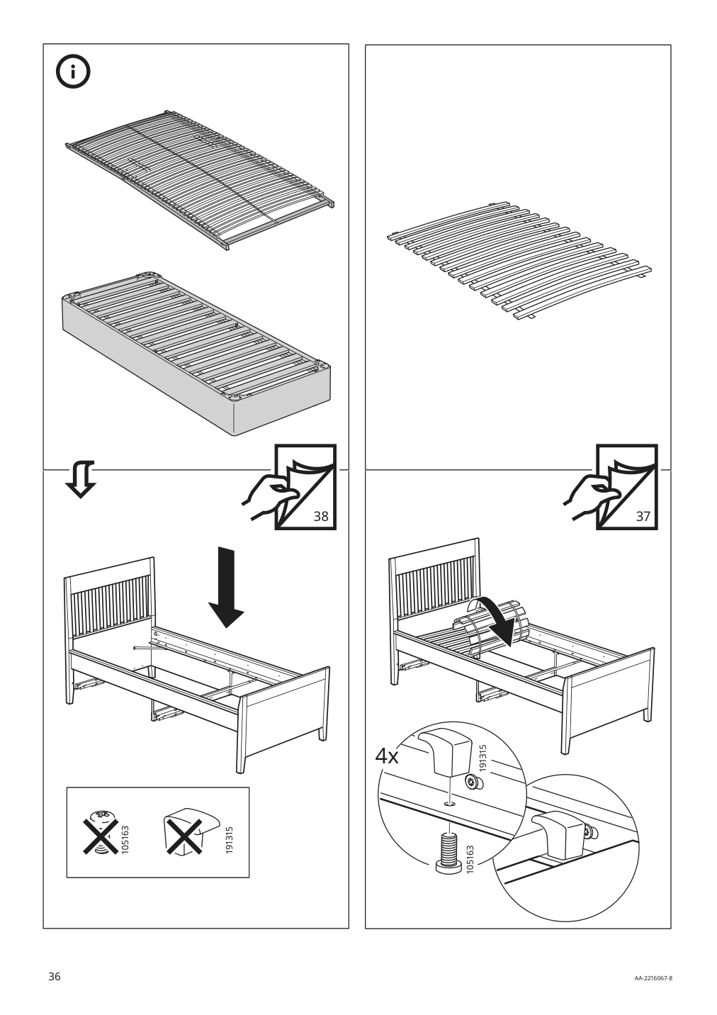 Assembly instructions for IKEA Idanaes bed frame with storage dark brown stained | Page 36 - IKEA IDANÄS bed frame with storage 293.883.31