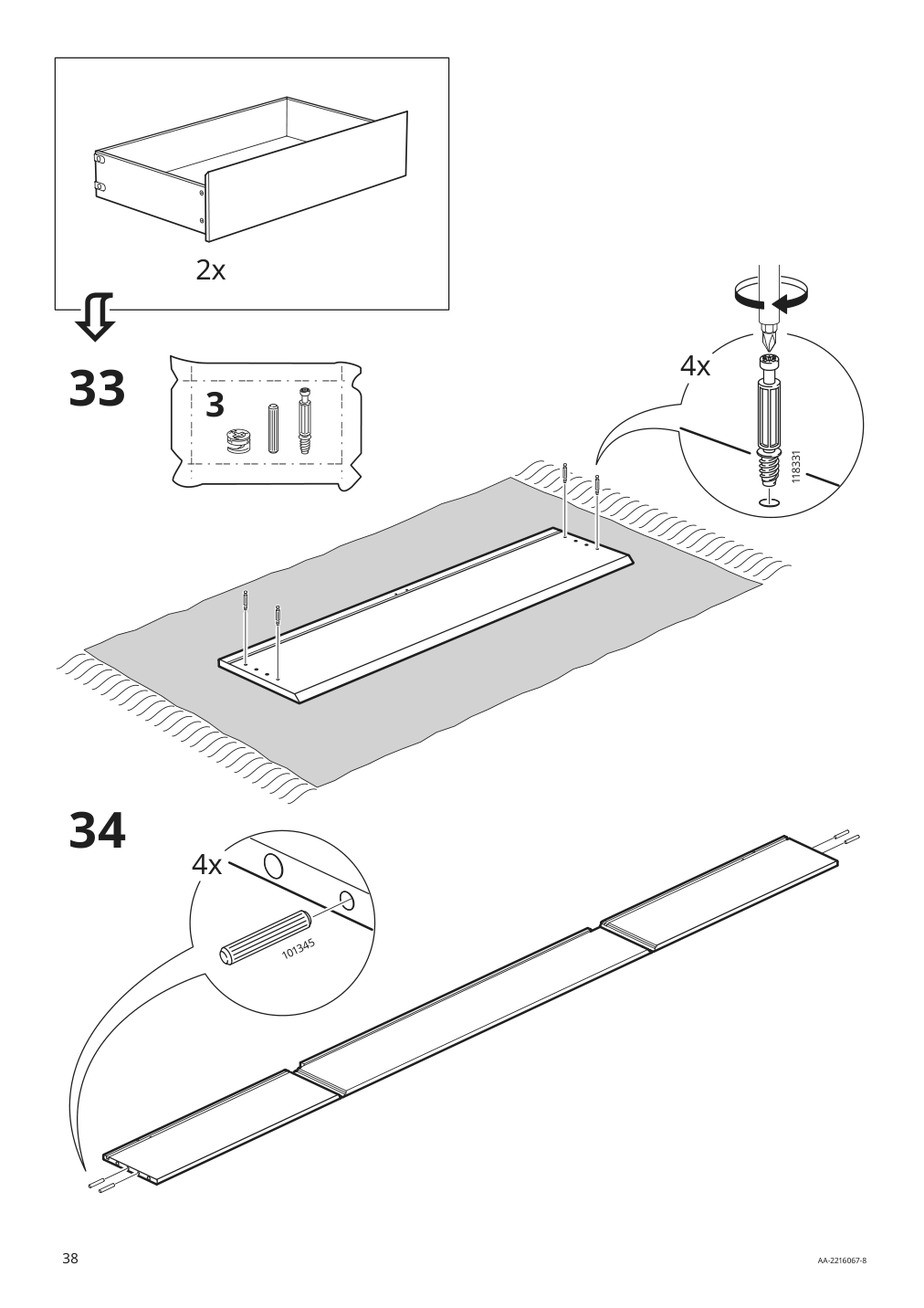 Assembly instructions for IKEA Idanaes bed frame with storage dark brown stained | Page 38 - IKEA IDANÄS bed frame with storage 293.883.31