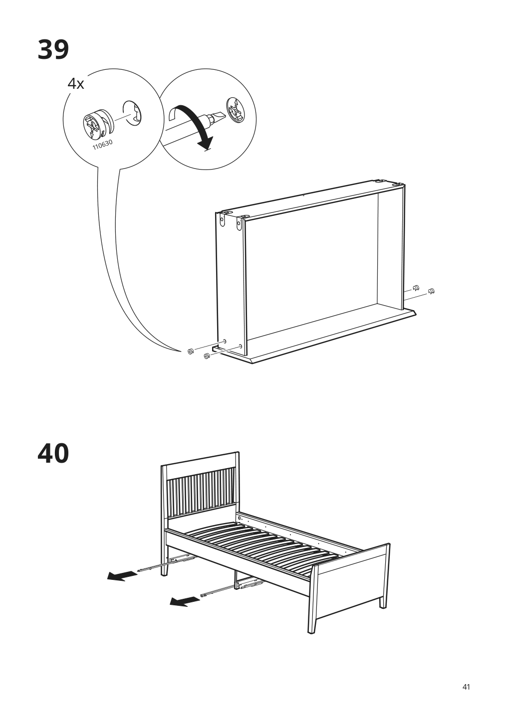 Assembly instructions for IKEA Idanaes bed frame with storage dark brown stained | Page 41 - IKEA IDANÄS bed frame with storage 293.883.31