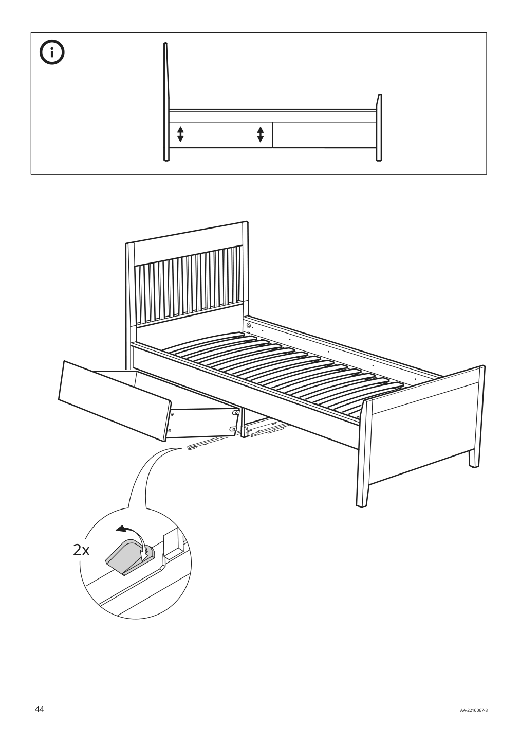 Assembly instructions for IKEA Idanaes bed frame with storage dark brown stained | Page 44 - IKEA IDANÄS bed frame with storage 293.883.31