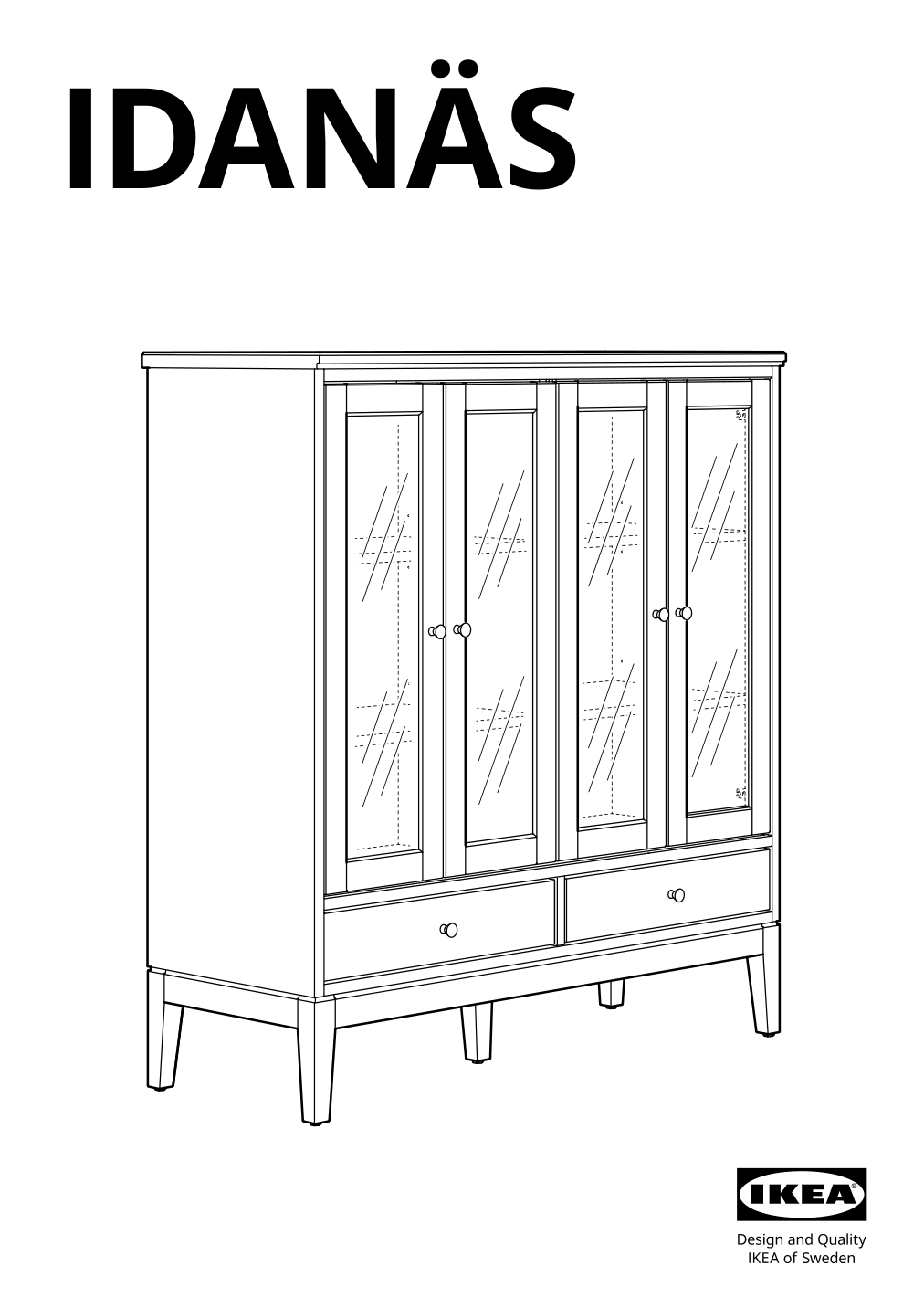 Assembly instructions for IKEA Idanaes cabinet with bi fold glass doors white | Page 1 - IKEA IDANÄS cabinet with bi-fold glass doors 104.960.38