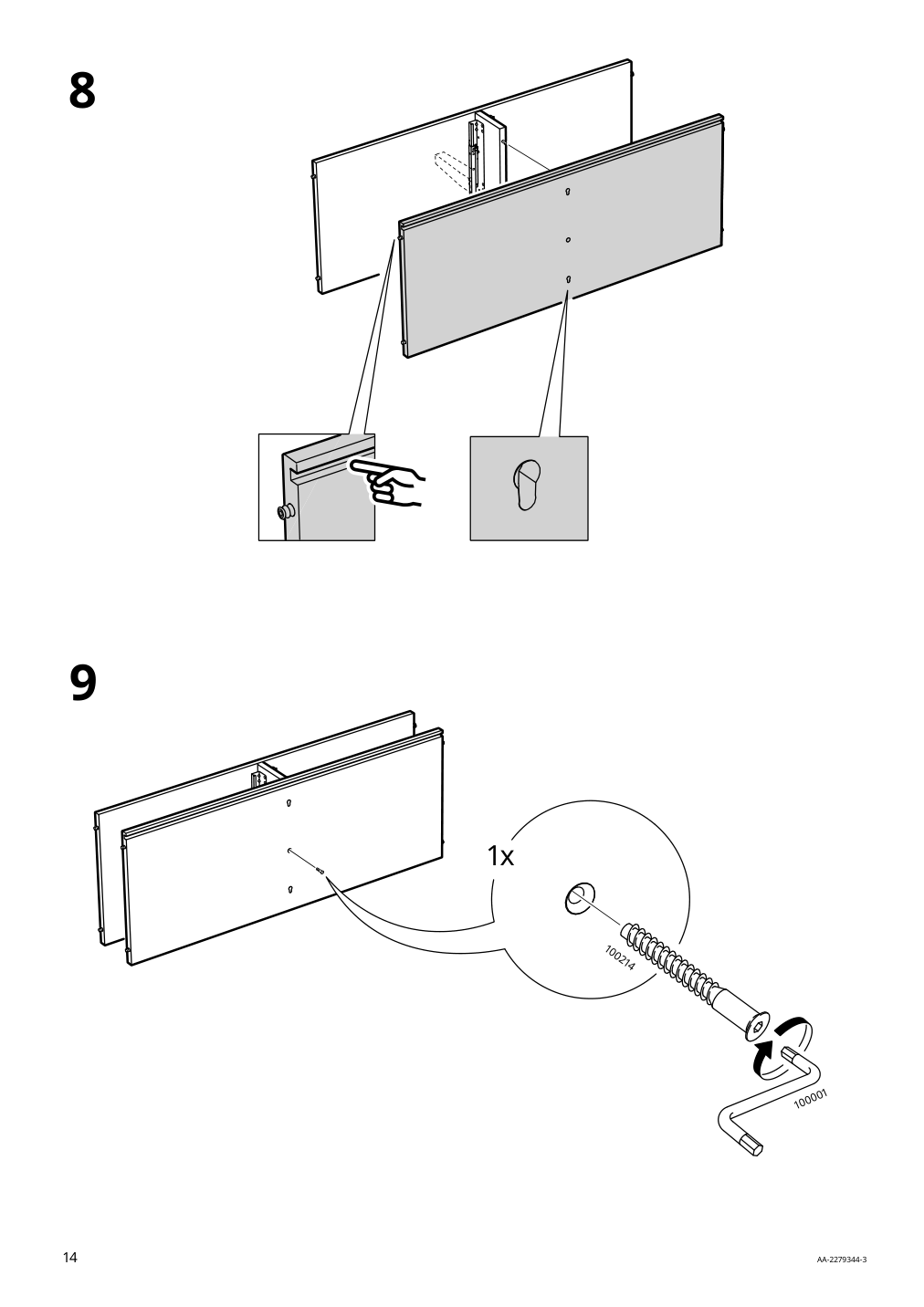 Assembly instructions for IKEA Idanaes cabinet with bi fold glass doors white | Page 14 - IKEA IDANÄS cabinet with bi-fold glass doors 104.960.38