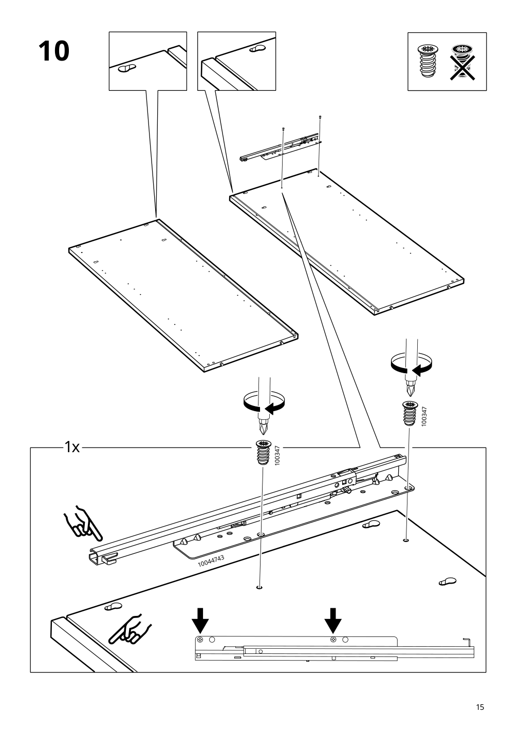 Assembly instructions for IKEA Idanaes cabinet with bi fold glass doors white | Page 15 - IKEA IDANÄS cabinet with bi-fold glass doors 104.960.38