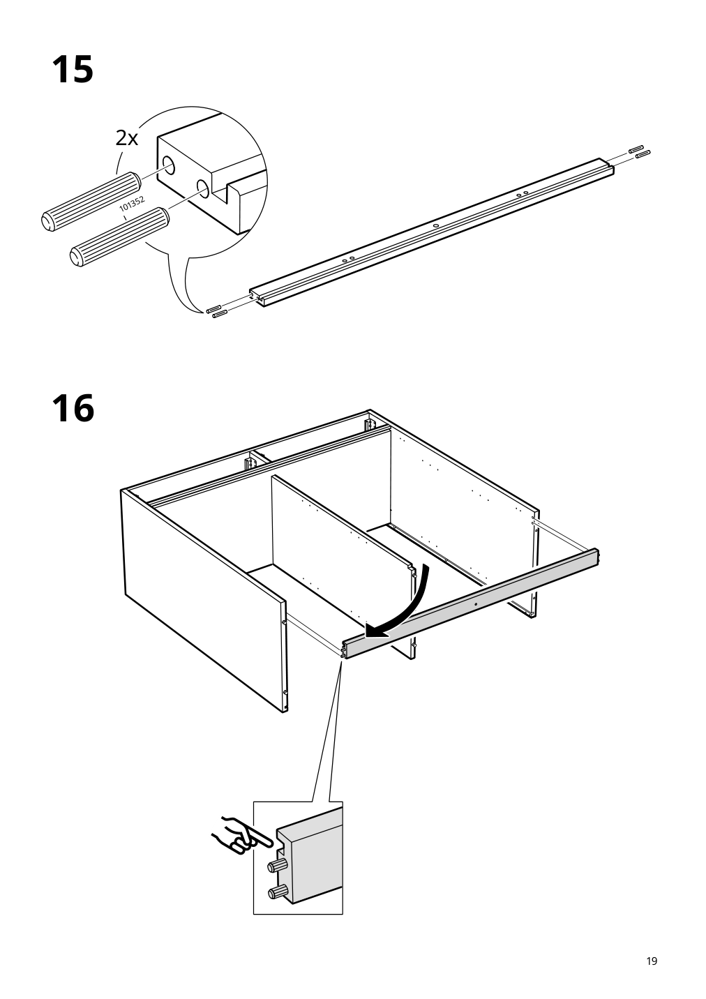 Assembly instructions for IKEA Idanaes cabinet with bi fold glass doors white | Page 19 - IKEA IDANÄS cabinet with bi-fold glass doors 104.960.38