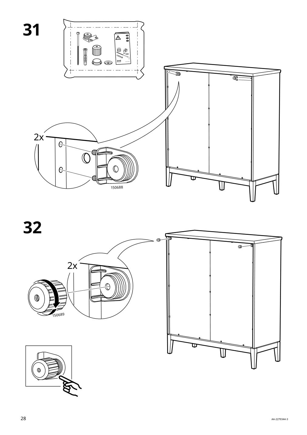 Assembly instructions for IKEA Idanaes cabinet with bi fold glass doors white | Page 28 - IKEA IDANÄS cabinet with bi-fold glass doors 104.960.38