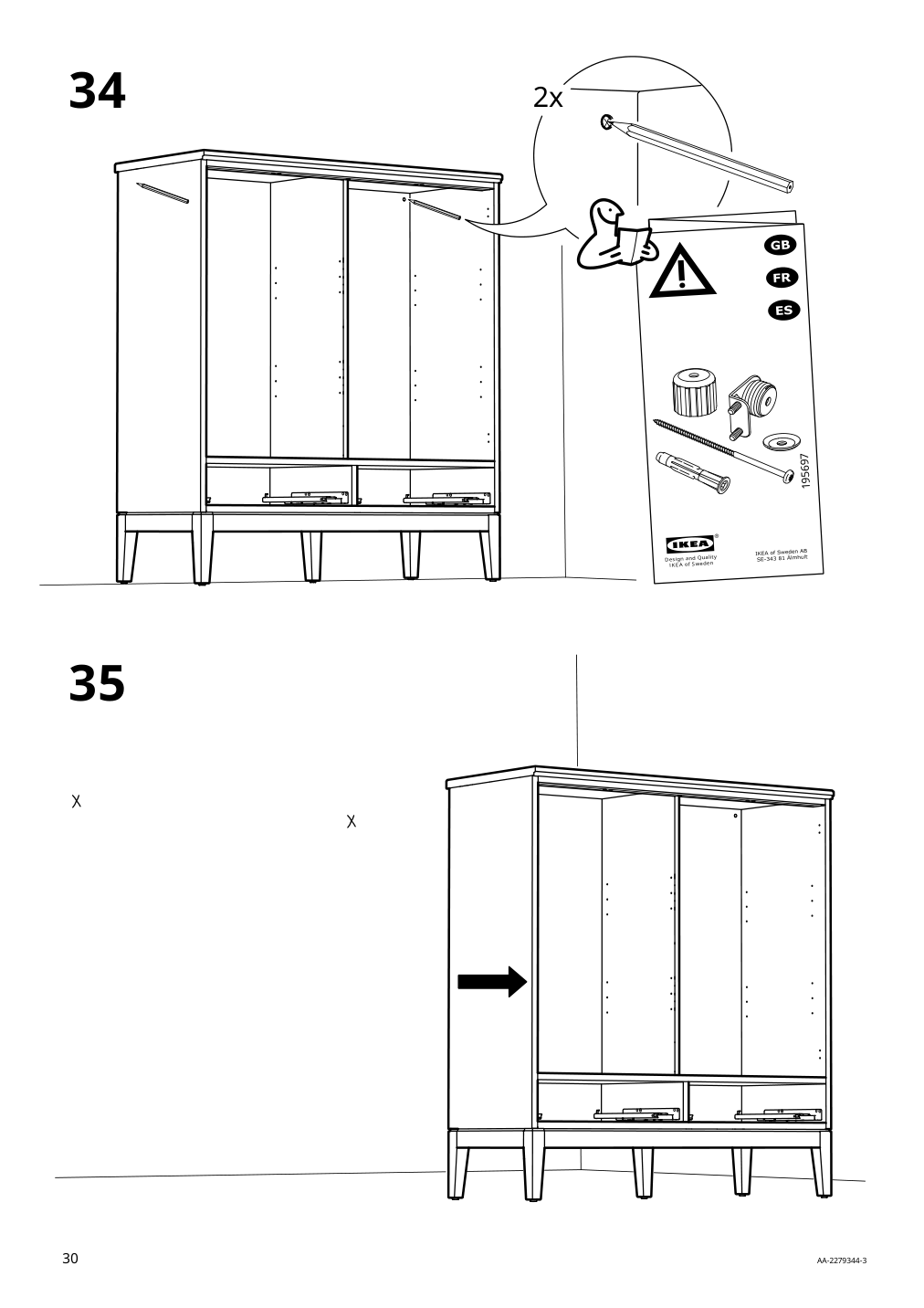 Assembly instructions for IKEA Idanaes cabinet with bi fold glass doors white | Page 30 - IKEA IDANÄS cabinet with bi-fold glass doors 104.960.38