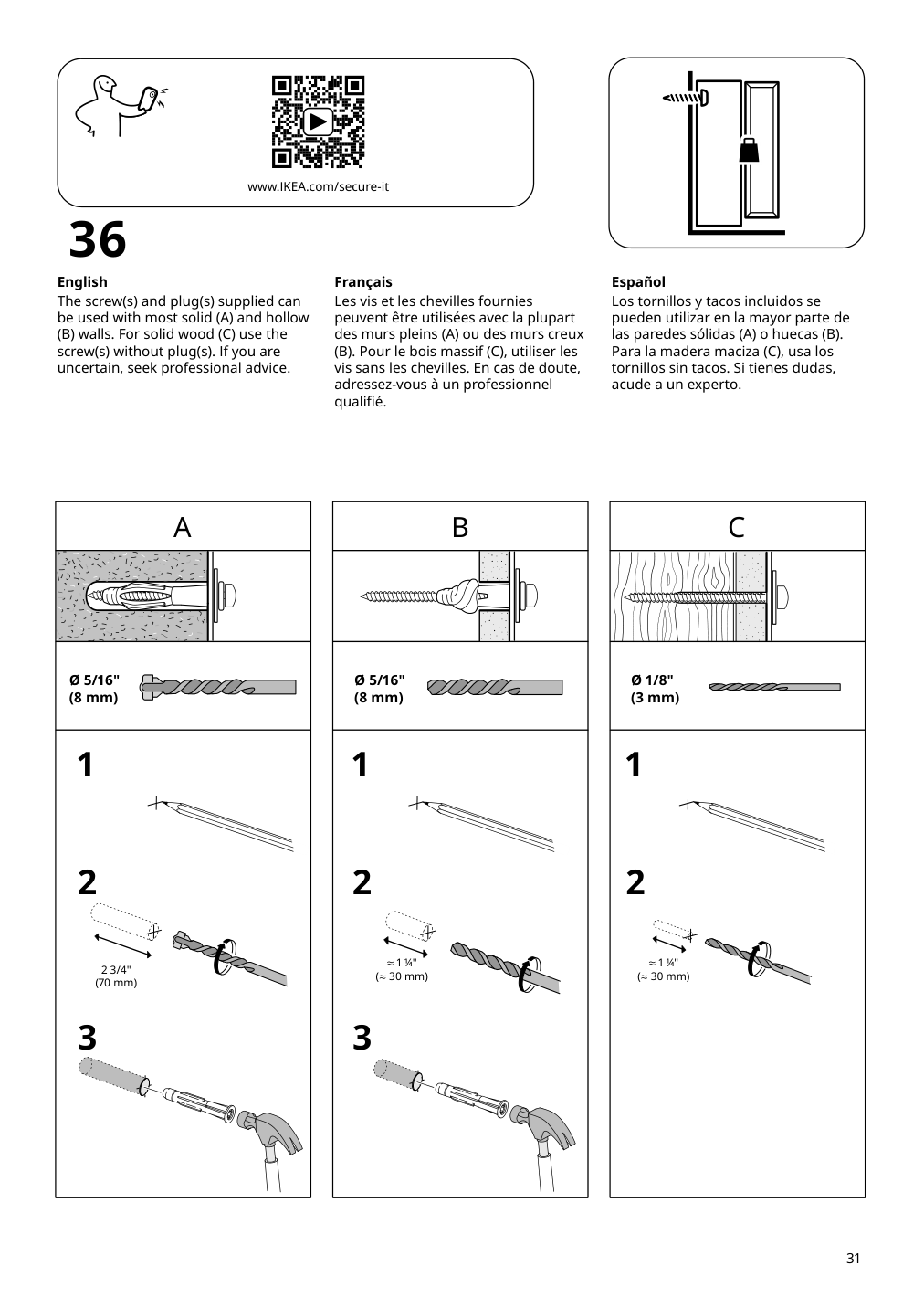 Assembly instructions for IKEA Idanaes cabinet with bi fold glass doors white | Page 31 - IKEA IDANÄS cabinet with bi-fold glass doors 104.960.38