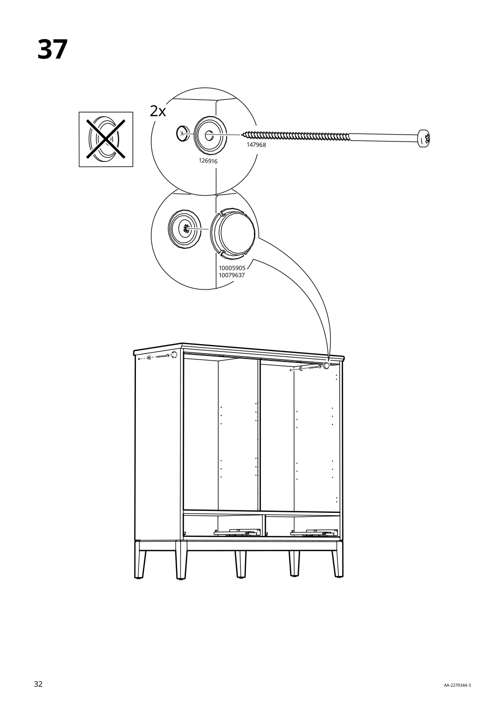 Assembly instructions for IKEA Idanaes cabinet with bi fold glass doors white | Page 32 - IKEA IDANÄS cabinet with bi-fold glass doors 104.960.38