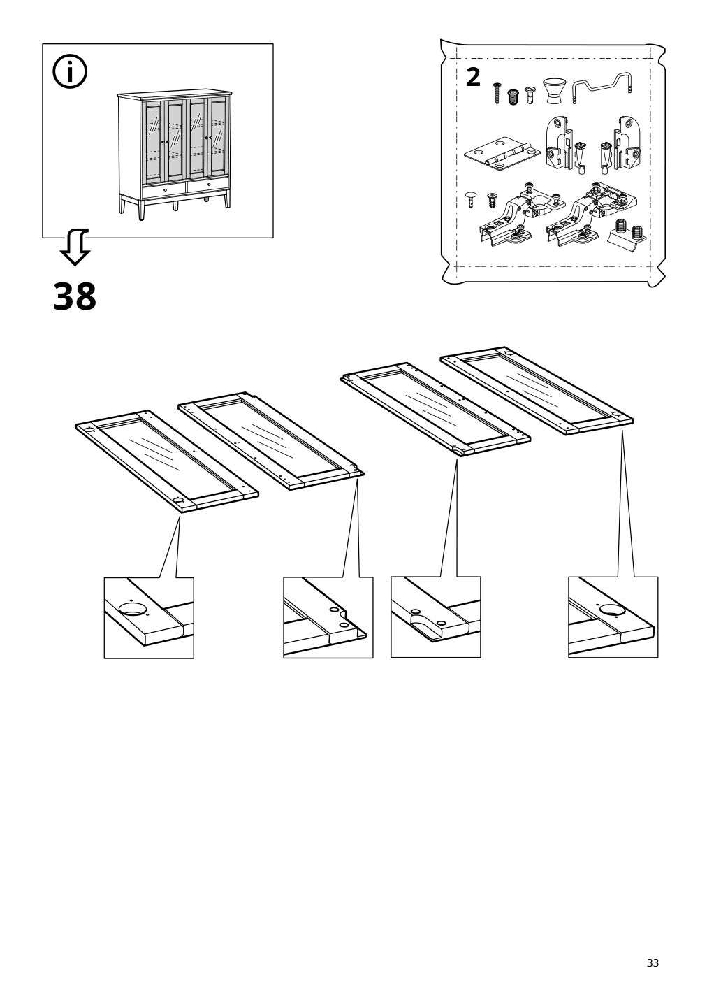 Assembly instructions for IKEA Idanaes cabinet with bi fold glass doors white | Page 33 - IKEA IDANÄS cabinet with bi-fold glass doors 104.960.38