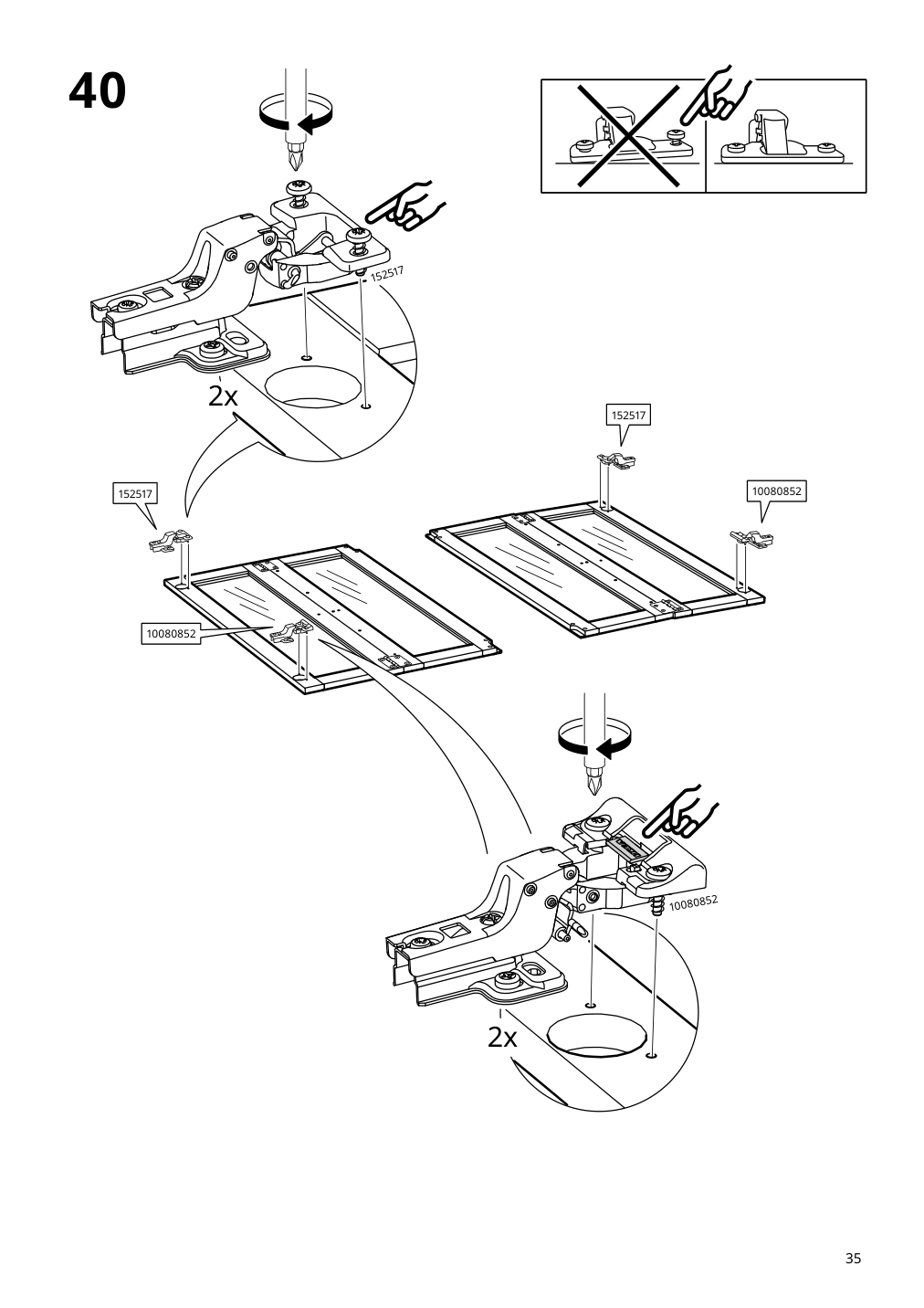 Assembly instructions for IKEA Idanaes cabinet with bi fold glass doors white | Page 35 - IKEA IDANÄS cabinet with bi-fold glass doors 104.960.38