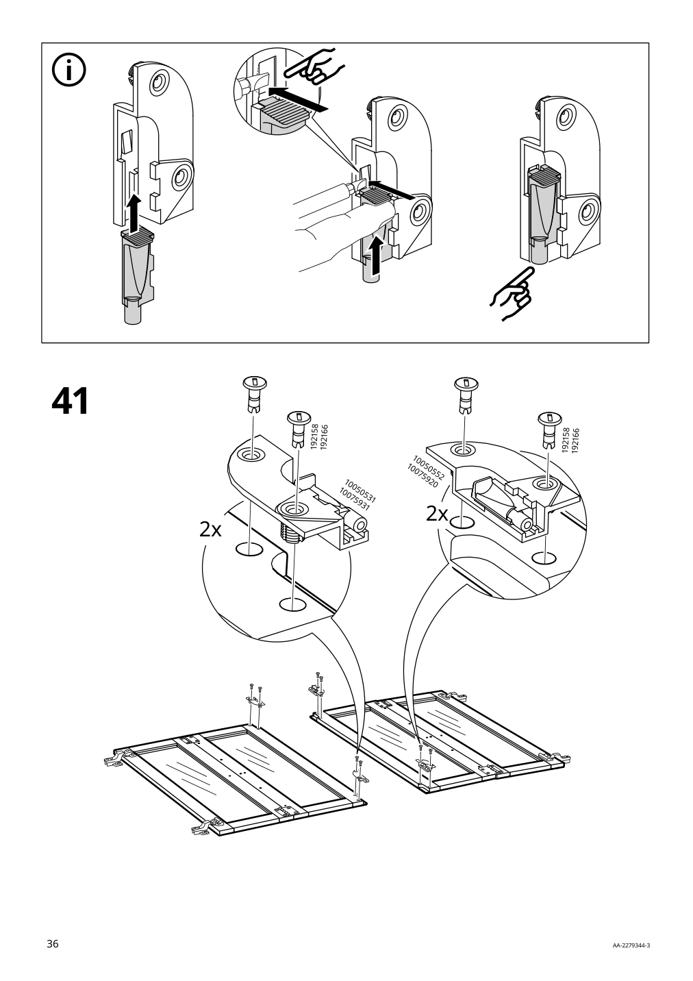 Assembly instructions for IKEA Idanaes cabinet with bi fold glass doors white | Page 36 - IKEA IDANÄS cabinet with bi-fold glass doors 104.960.38