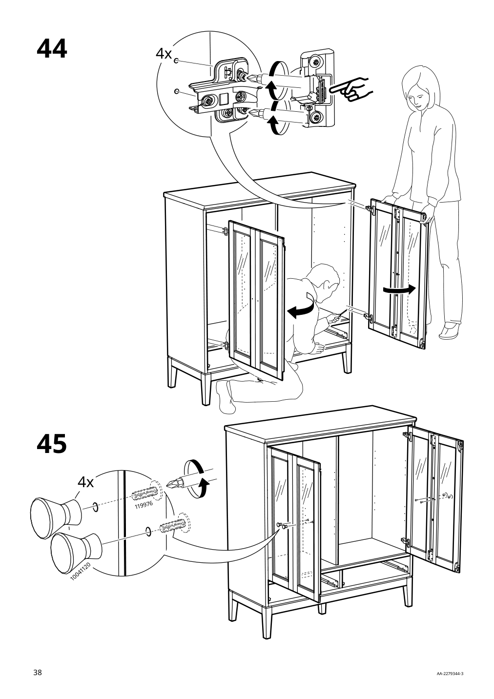 Assembly instructions for IKEA Idanaes cabinet with bi fold glass doors white | Page 38 - IKEA IDANÄS cabinet with bi-fold glass doors 104.960.38