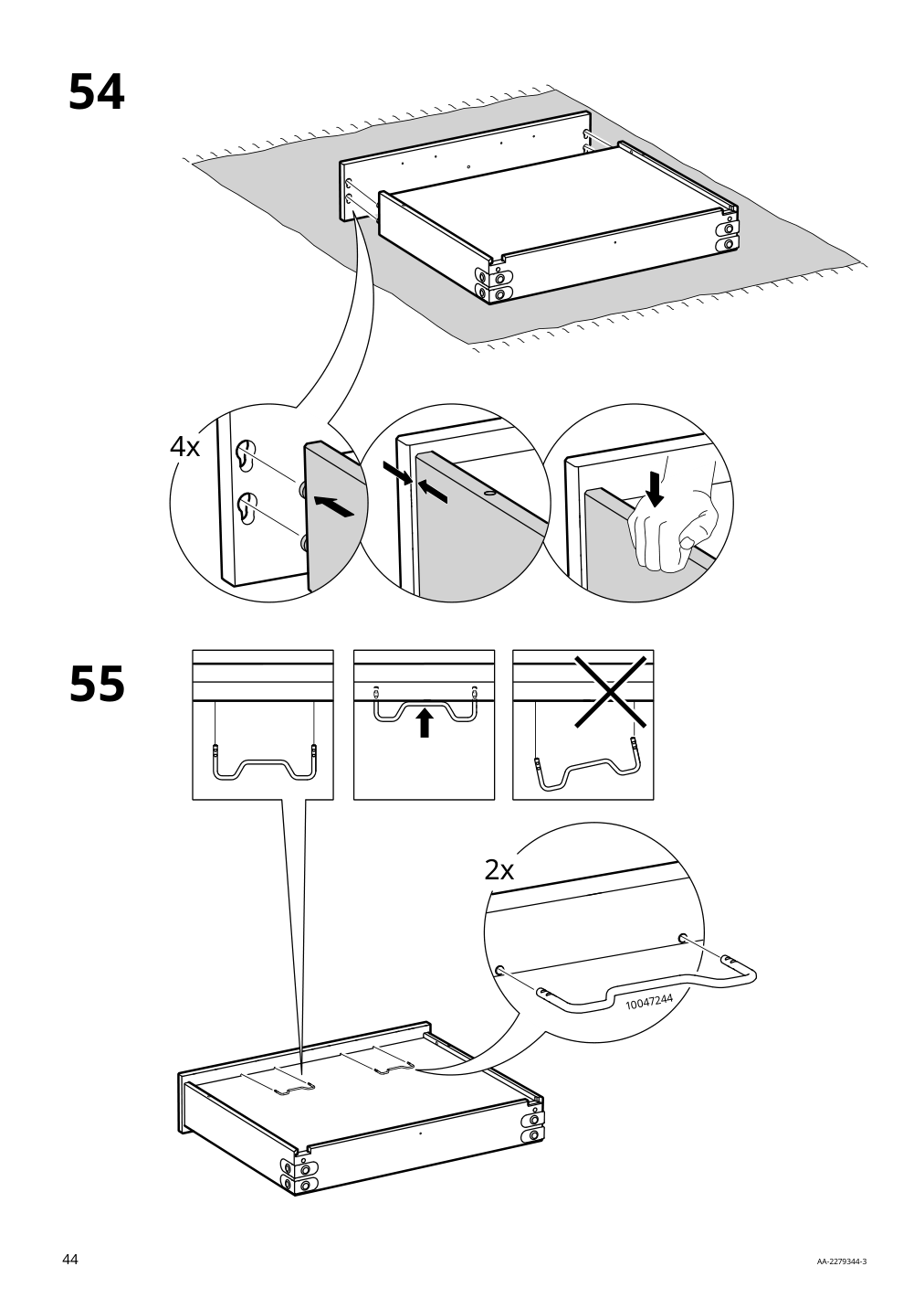 Assembly instructions for IKEA Idanaes cabinet with bi fold glass doors white | Page 44 - IKEA IDANÄS cabinet with bi-fold glass doors 104.960.38