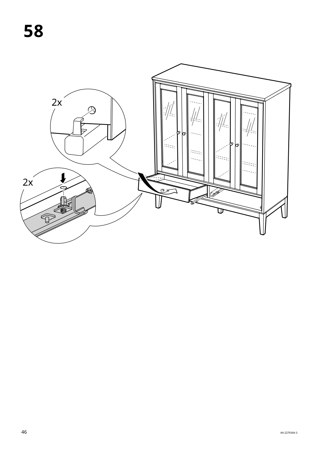 Assembly instructions for IKEA Idanaes cabinet with bi fold glass doors white | Page 46 - IKEA IDANÄS cabinet with bi-fold glass doors 104.960.38