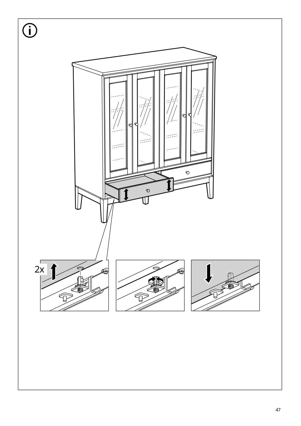 Assembly instructions for IKEA Idanaes cabinet with bi fold glass doors white | Page 47 - IKEA IDANÄS cabinet with bi-fold glass doors 104.960.38