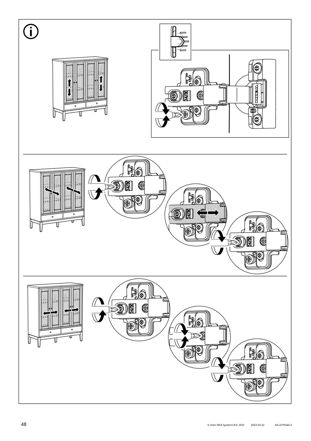 Assembly instructions for IKEA Idanaes cabinet with bi fold glass doors white | Page 48 - IKEA IDANÄS cabinet with bi-fold glass doors 104.960.38