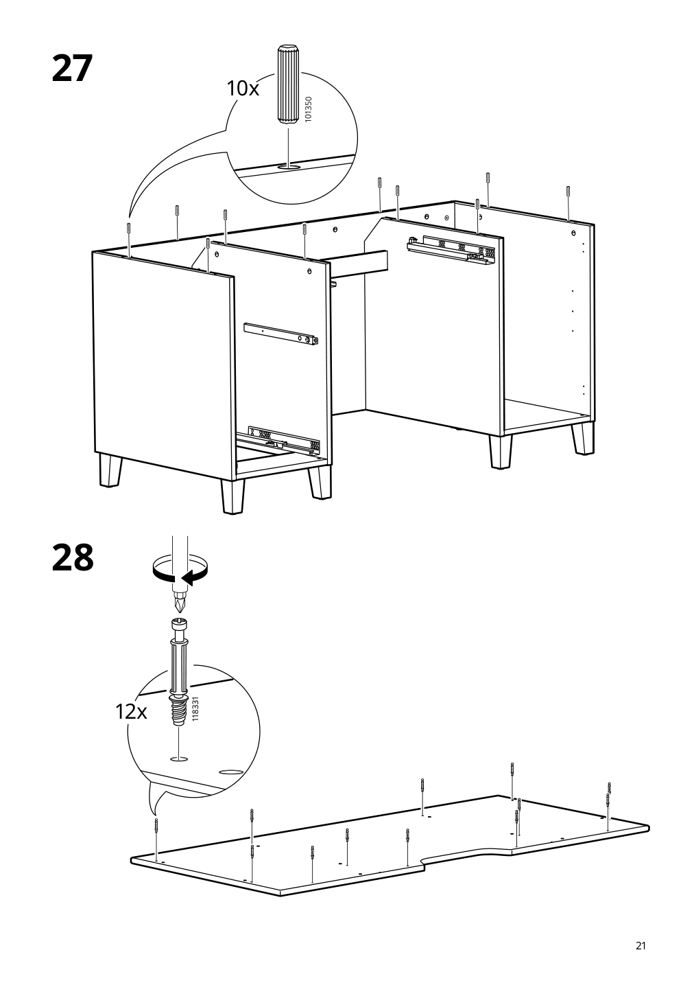 Assembly instructions for IKEA Idanaes desk white | Page 21 - IKEA IDANÄS desk 105.141.55