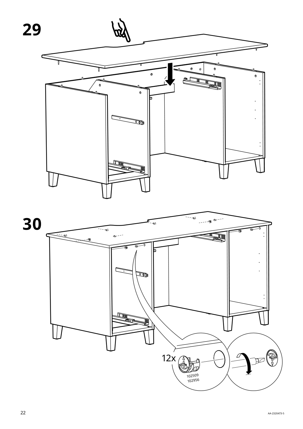 Assembly instructions for IKEA Idanaes desk white | Page 22 - IKEA IDANÄS desk 105.141.55