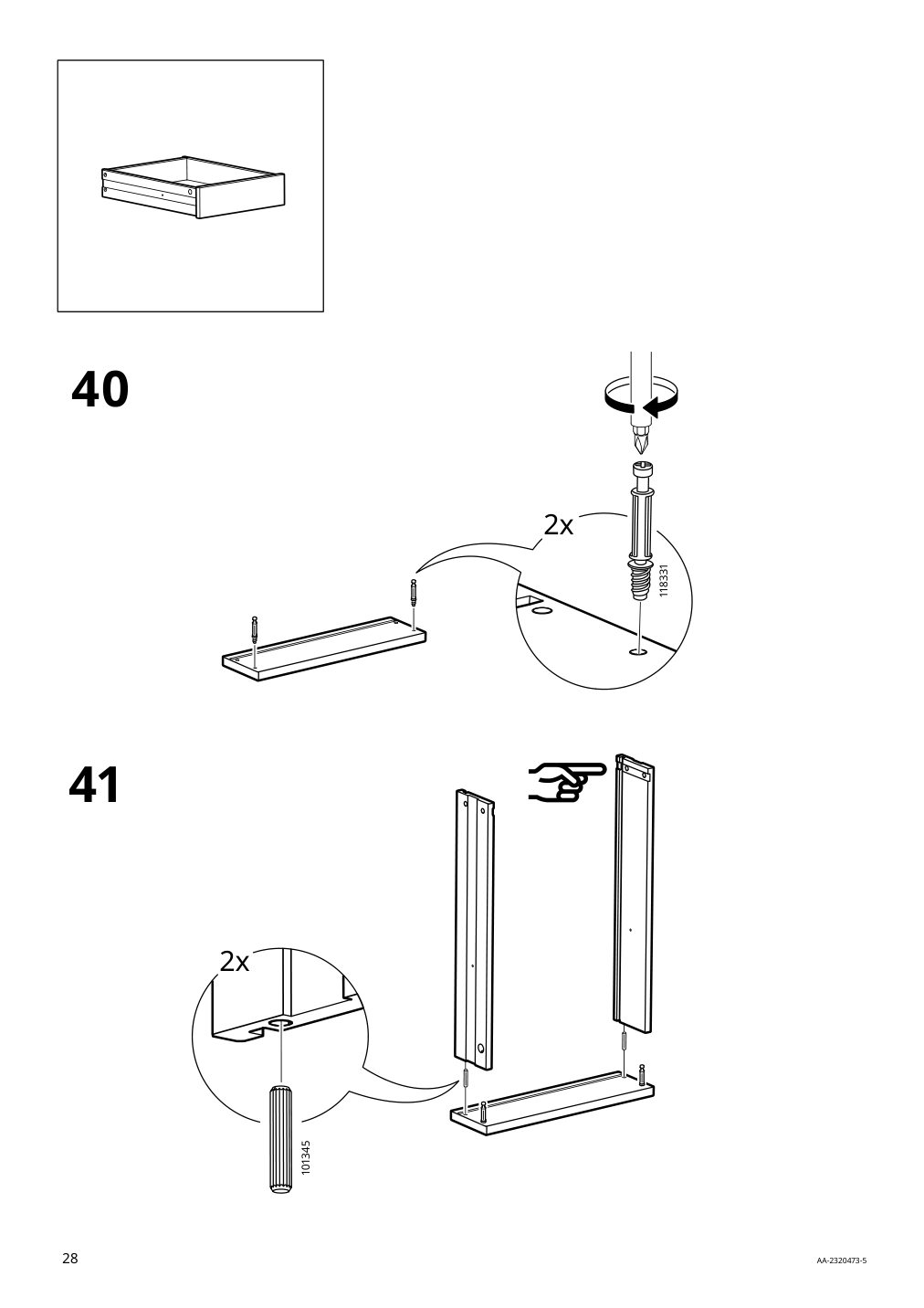 Assembly instructions for IKEA Idanaes desk white | Page 28 - IKEA IDANÄS desk 105.141.55