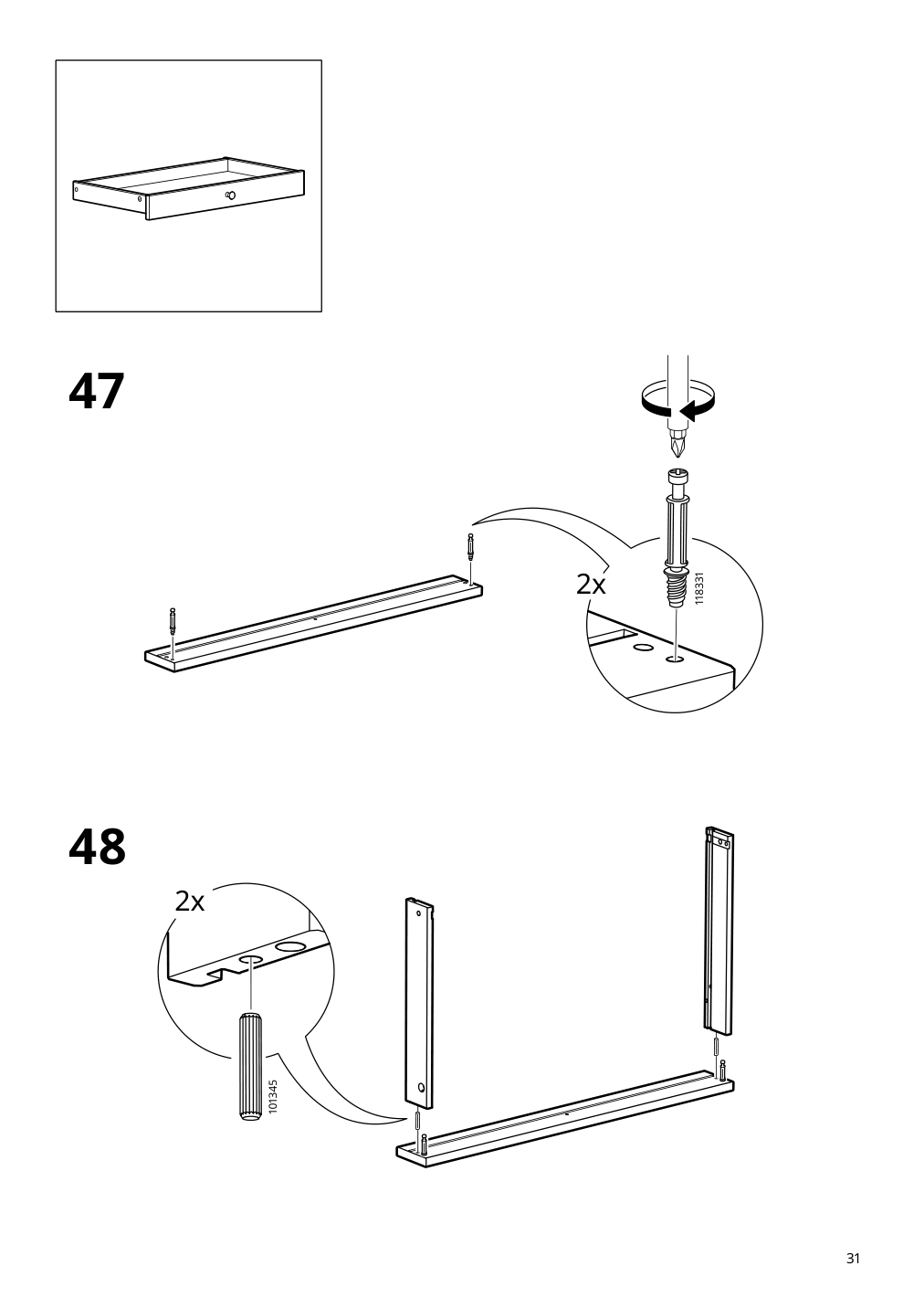 Assembly instructions for IKEA Idanaes desk white | Page 31 - IKEA IDANÄS desk 105.141.55