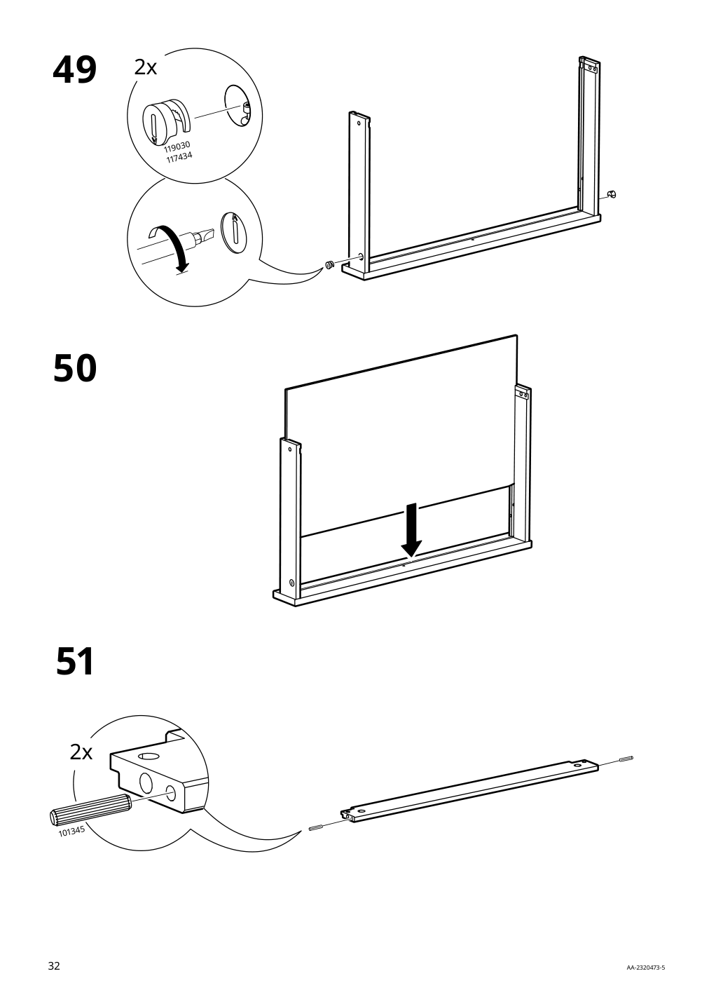 Assembly instructions for IKEA Idanaes desk white | Page 32 - IKEA IDANÄS desk 105.141.55