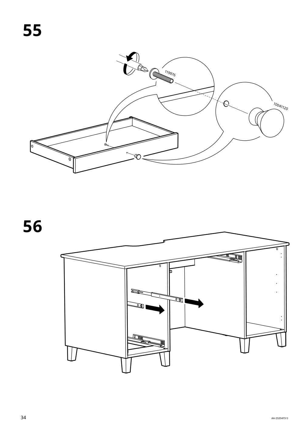 Assembly instructions for IKEA Idanaes desk white | Page 34 - IKEA IDANÄS desk 105.141.55