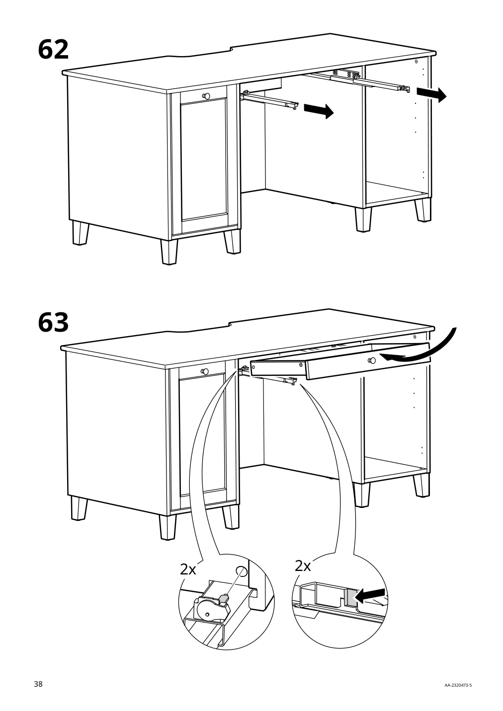 Assembly instructions for IKEA Idanaes desk white | Page 38 - IKEA IDANÄS desk 105.141.55